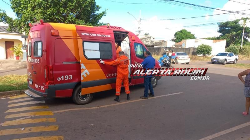 Entregador de gás foi socorrido após acidente de trânsito nessa tarde, em Rolim de Moura Entregador de gás foi socorrido após acidente de trânsito nessa tarde, em Rolim de Moura