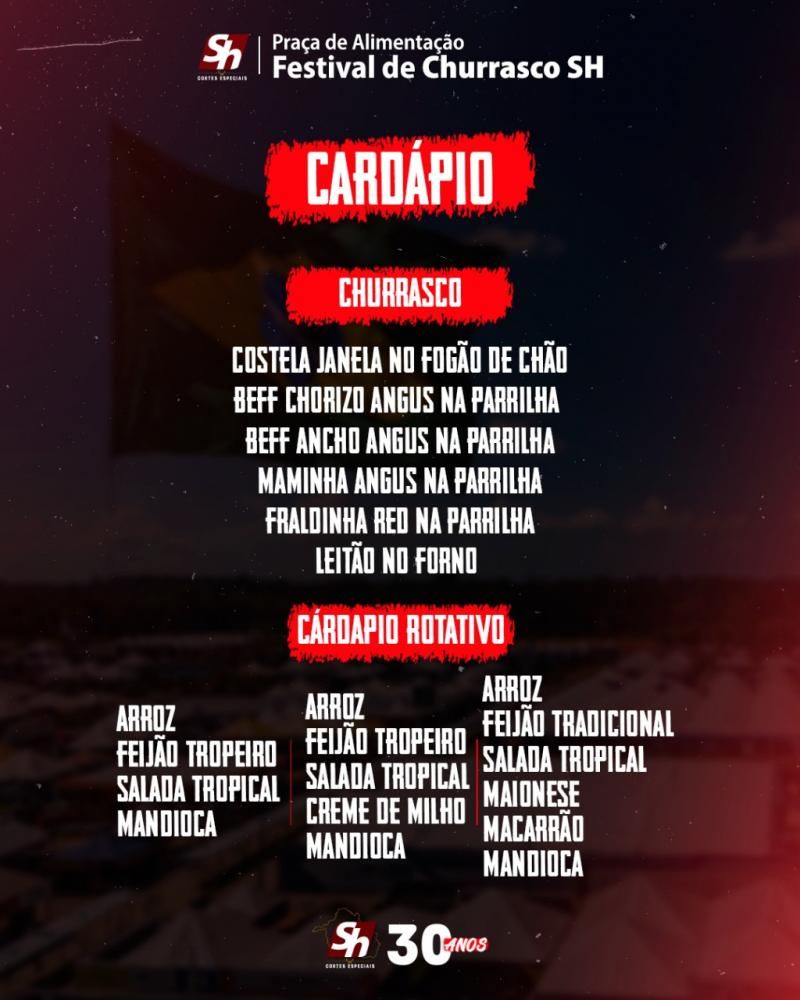 Festival de Churrasco SH estará presente na Praça de Alimentação da 11ª Rondônia Rural Show Internacional Festival de Churrasco SH estará presente na Praça de Alimentação da 11ª Rondônia Rural Show Internacional
