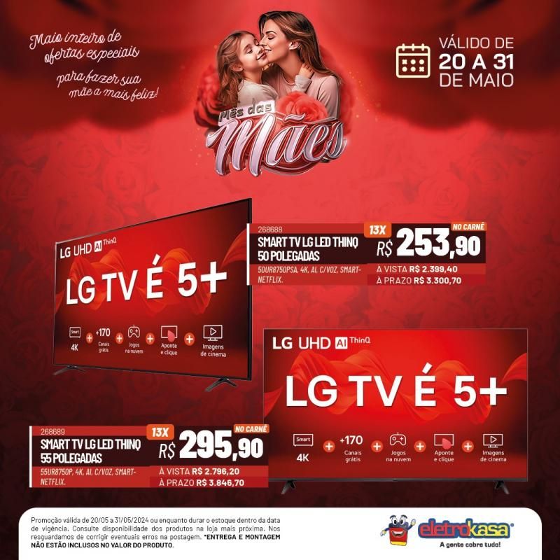 Não percam a promoção MÊS DAS MÃES até o dia 31 de maio, nas Lojas ELETROKASA, em Rolim de Moura Não percam a promoção MÊS DAS MÃES até o dia 31 de maio, nas Lojas ELETROKASA, em Rolim de Moura