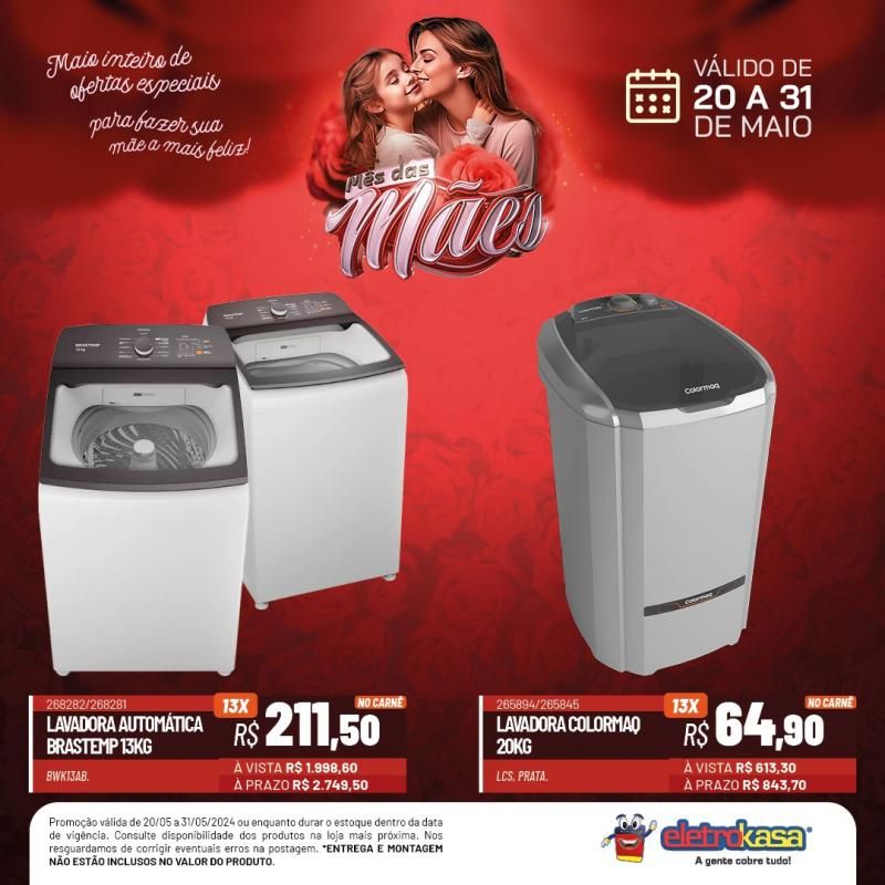 Não percam a promoção MÊS DAS MÃES até o dia 31 de maio, nas Lojas ELETROKASA, em Rolim de Moura Não percam a promoção MÊS DAS MÃES até o dia 31 de maio, nas Lojas ELETROKASA, em Rolim de Moura