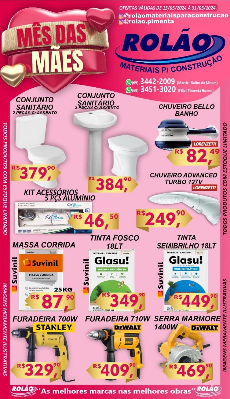 Promoção mês das mães do Rolão materiais para construção Promoção mês das mães do Rolão materiais para construção