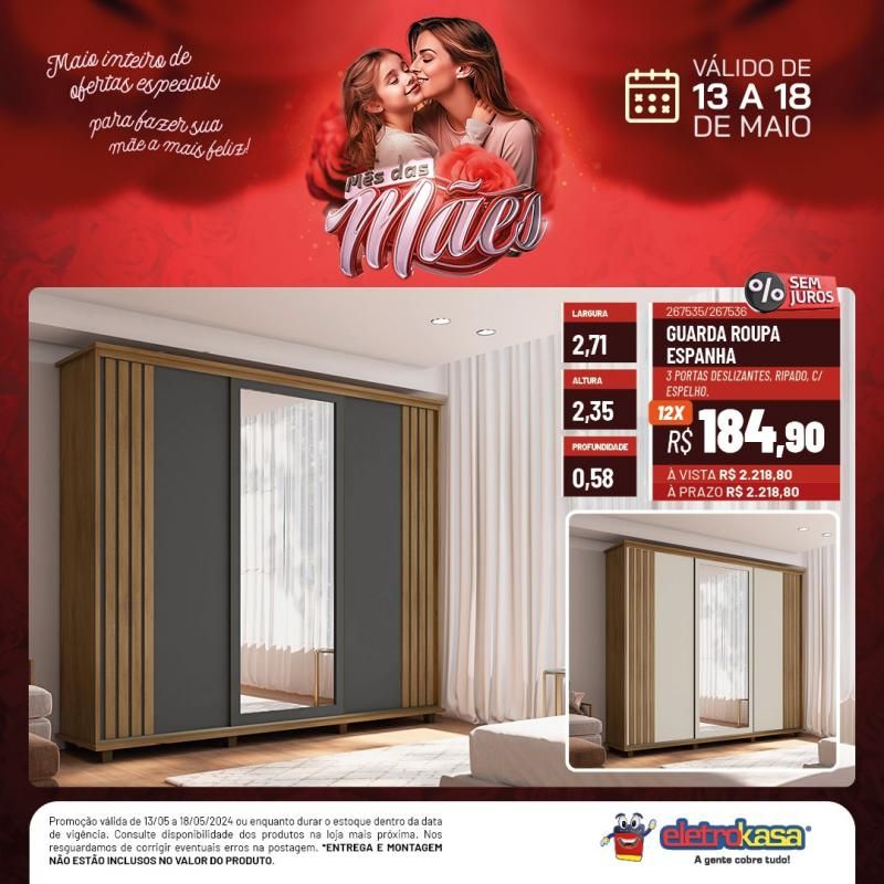 Promoção MÊS DAS MÃES nas Lojas ELETROKASA, em Rolim de Moura Promoção MÊS DAS MÃES nas Lojas ELETROKASA, em Rolim de Moura