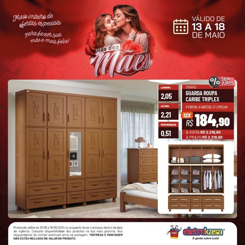 Promoção MÊS DAS MÃES nas Lojas ELETROKASA, em Rolim de Moura Promoção MÊS DAS MÃES nas Lojas ELETROKASA, em Rolim de Moura