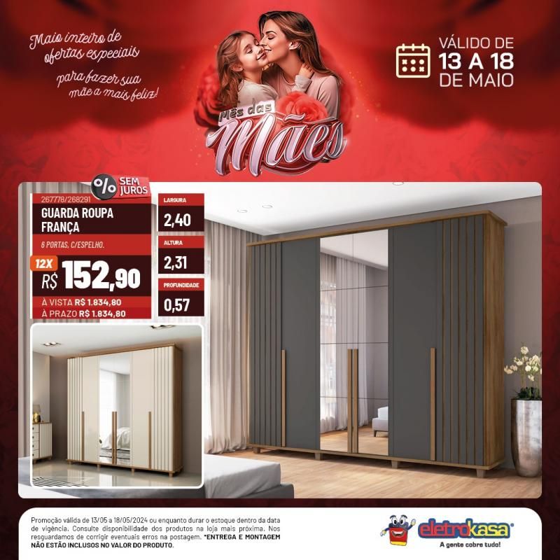Promoção MÊS DAS MÃES nas Lojas ELETROKASA, em Rolim de Moura Promoção MÊS DAS MÃES nas Lojas ELETROKASA, em Rolim de Moura