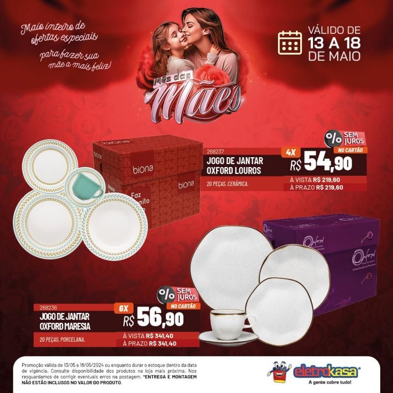 Promoção MÊS DAS MÃES nas Lojas ELETROKASA, em Rolim de Moura Promoção MÊS DAS MÃES nas Lojas ELETROKASA, em Rolim de Moura