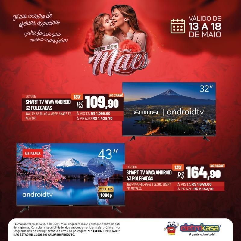 Promoção MÊS DAS MÃES nas Lojas ELETROKASA, em Rolim de Moura Promoção MÊS DAS MÃES nas Lojas ELETROKASA, em Rolim de Moura