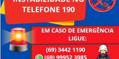 Telefone 190 da PM em Rolim de Moura se encontra com instabilidade