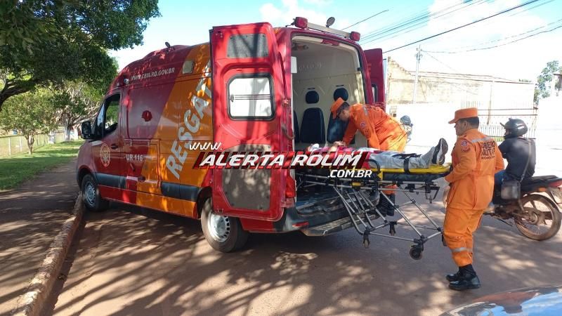 Terceiro acidente de trânsito do dia deixou motociclista ferido, em Rolim de Moura Terceiro acidente de trânsito do dia deixou motociclista ferido, em Rolim de Moura