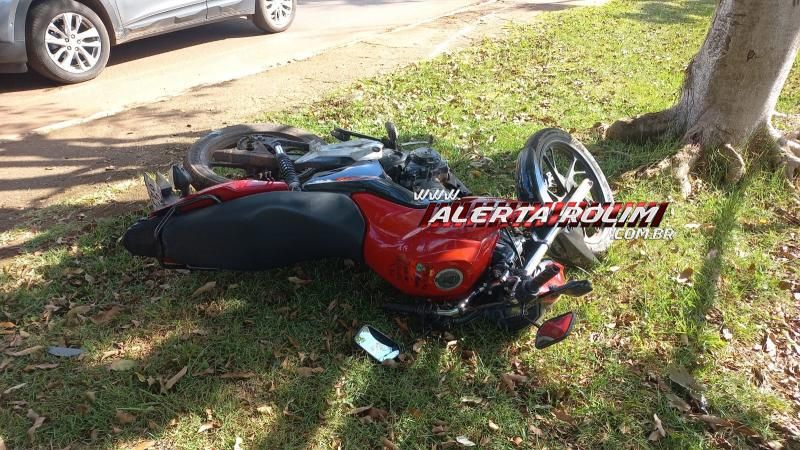 Terceiro acidente de trânsito do dia deixou motociclista ferido, em Rolim de Moura Terceiro acidente de trânsito do dia deixou motociclista ferido, em Rolim de Moura