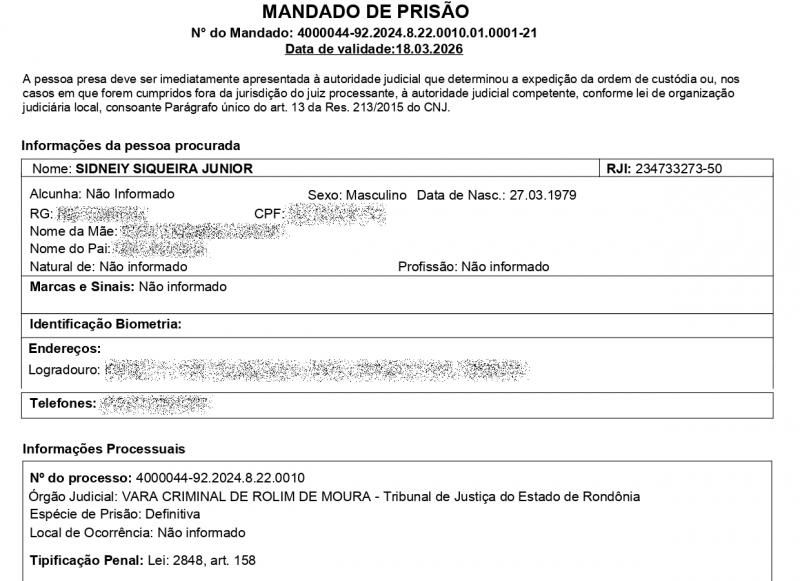 Acusado de crime de extorsão, foi preso pela Polícia Militar, em Rolim de Moura Acusado de crime de extorsão, foi preso pela Polícia Militar, em Rolim de Moura