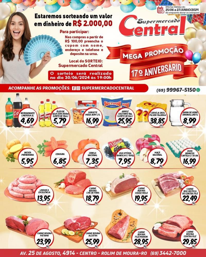Promoção do Supermercado Central e Rolim de Moura; compre e concorra a 2 mil reais em dinheiro Promoção do Supermercado Central e Rolim de Moura; compre e concorra a 2 mil reais em dinheiro