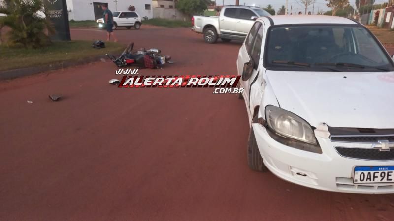 Acidente de trânsito envolvendo carro e moto deixou um ferido nessa tarde, em Rolim de Moura Acidente de trânsito envolvendo carro e moto deixou um ferido nessa tarde, em Rolim de Moura