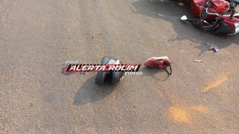 Condutor e passageiro de moto foram socorridos após acidente de trânsito, em Rolim de Moura Condutor e passageiro de moto foram socorridos após acidente de trânsito, em Rolim de Moura