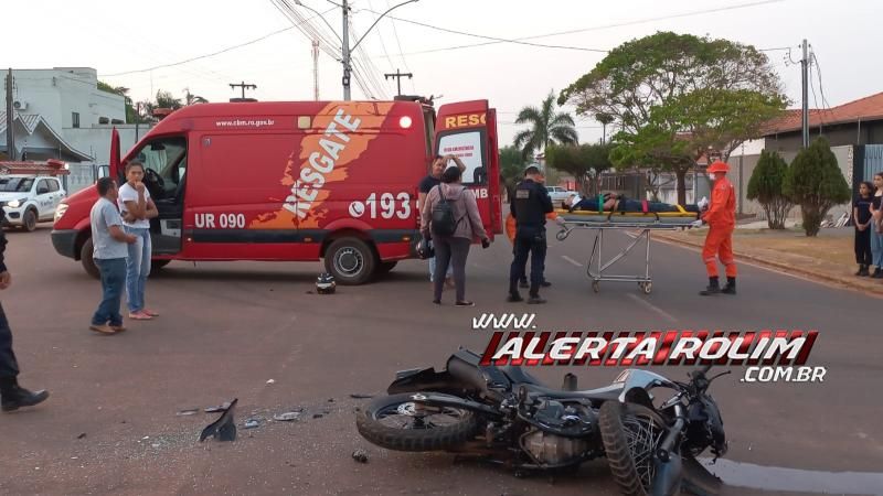 Motociclista foi socorrido após sofrer acidente de trânsito nessa tarde, em Rolim de Moura Motociclista foi socorrido após sofrer acidente de trânsito nessa tarde, em Rolim de Moura