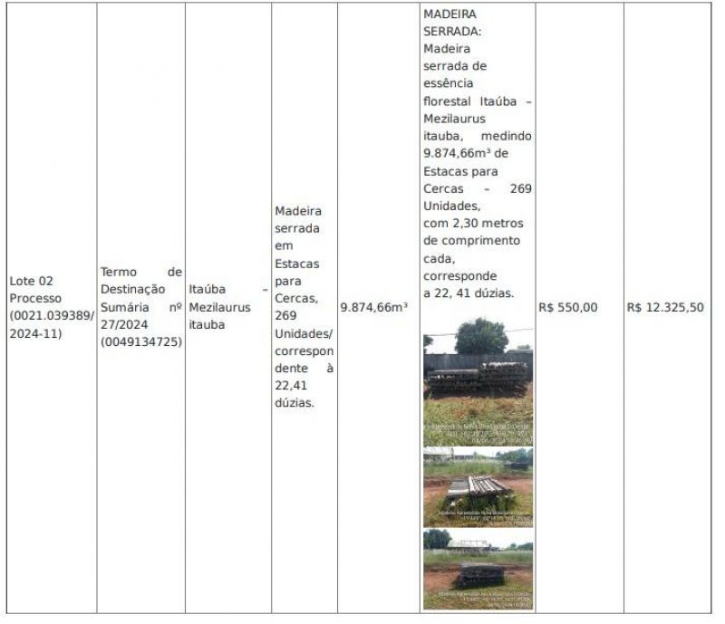 Edital de leilão para venda de madeiras em Nova Brasilâdia D Edital de leilão para venda de madeiras em Nova Brasilâdia D