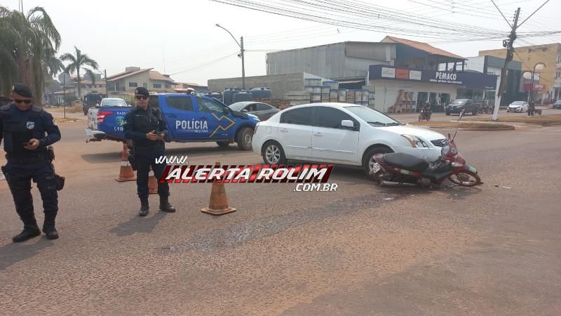 Segundo acidente de trânsito do dia também envolveu carro e moto, em Rolim de Moura Segundo acidente de trânsito do dia também envolveu carro e moto, em Rolim de Moura