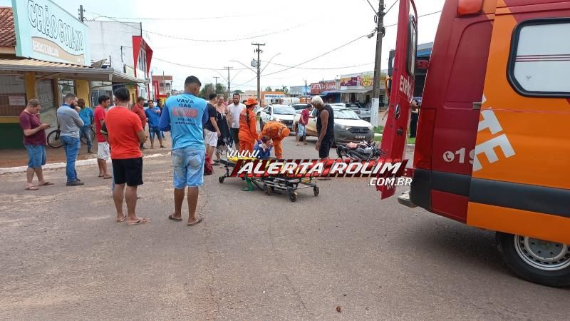 Acidente de trânsito envolvendo moto e caminhonete deixou um ferido nesta tarde, em Rolim de Moura Acidente de trânsito envolvendo moto e caminhonete deixou um ferido nesta tarde, em Rolim de Moura