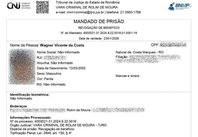 Dois foragidos da Justiça foram presos pela Polícia Militar, em Rolim de Moura Dois foragidos da Justiça foram presos pela Polícia Militar, em Rolim de Moura