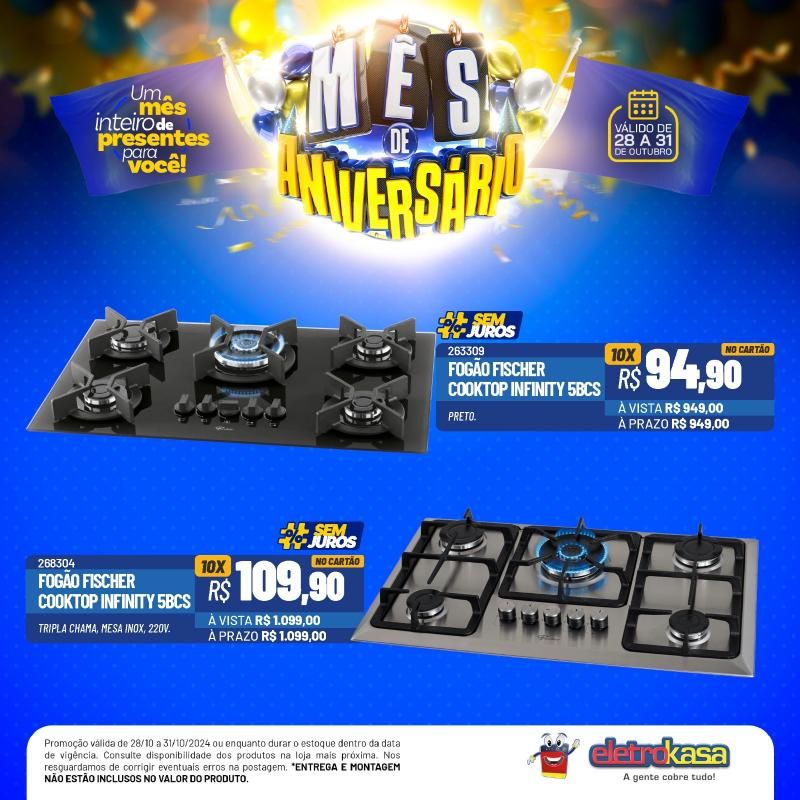 Mês de aniversário com preços baixos, nas Lojas ELETROKASA, em Rolim de Moura Mês de aniversário com preços baixos, nas Lojas ELETROKASA, em Rolim de Moura