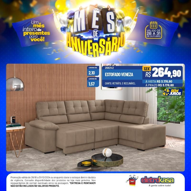 Mês de aniversário com preços baixos, nas Lojas ELETROKASA, em Rolim de Moura Mês de aniversário com preços baixos, nas Lojas ELETROKASA, em Rolim de Moura