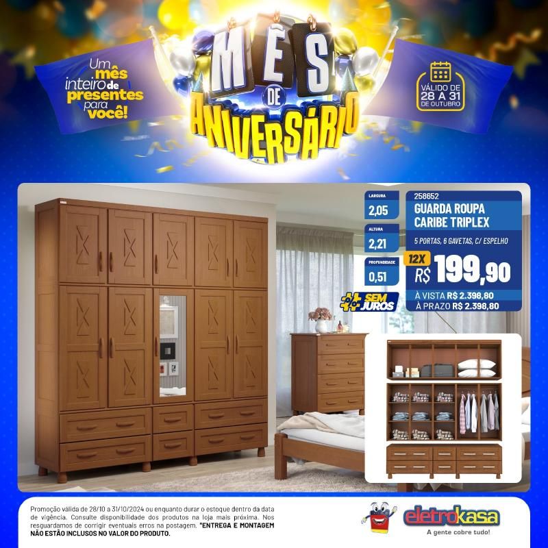 Mês de aniversário com preços baixos, nas Lojas ELETROKASA, em Rolim de Moura Mês de aniversário com preços baixos, nas Lojas ELETROKASA, em Rolim de Moura