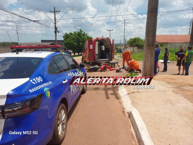 Segundo acidente de trânsito do dia deixou condutora de moto ferida, em Rolim de Moura Segundo acidente de trânsito do dia deixou condutora de moto ferida, em Rolim de Moura