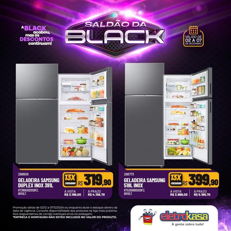 Saldão da Black do dia 02 a 07 de dezembro, nas lojas eletroKasa; 12X sem juros no cartão ou carnê na linha de móveis Saldão da Black do dia 02 a 07 de dezembro, nas lojas eletroKasa; 12X sem juros no cartão ou carnê na linha de móveis