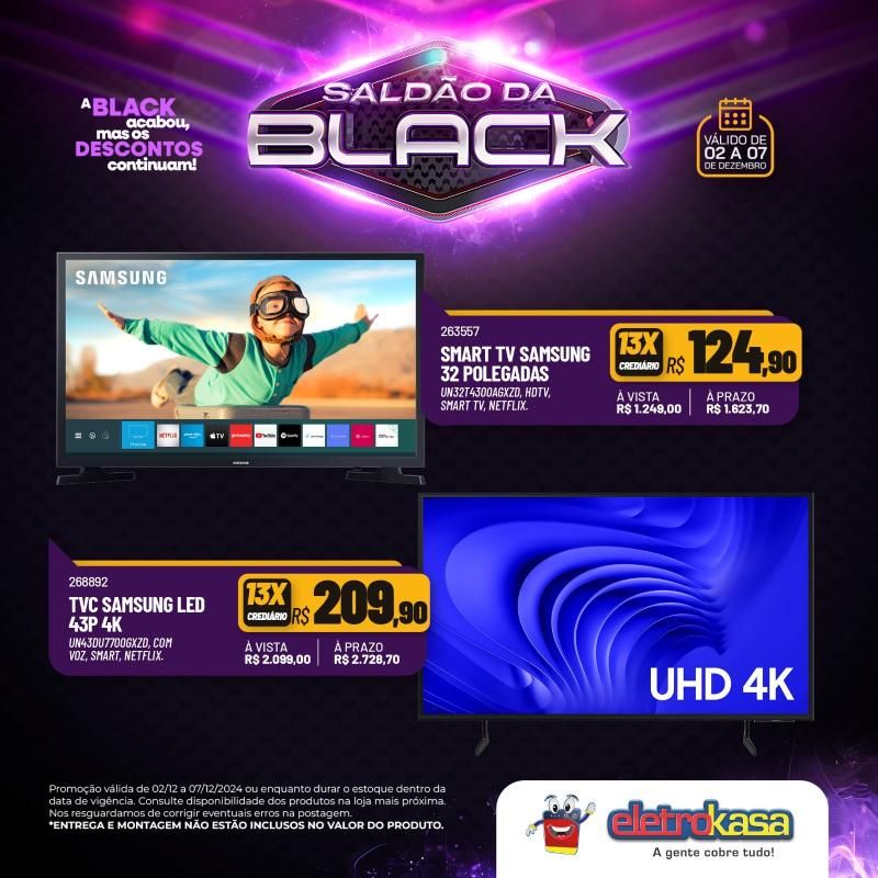 Saldão da Black do dia 02 a 07 de dezembro, nas lojas eletroKasa; 12X sem juros no cartão ou carnê na linha de móveis Saldão da Black do dia 02 a 07 de dezembro, nas lojas eletroKasa; 12X sem juros no cartão ou carnê na linha de móveis
