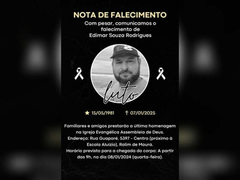 Rolimourense Edimar Souza Rodrigues morreu após acidente em Rondonópolis Rolimourense Edimar Souza Rodrigues morreu após acidente em Rondonópolis