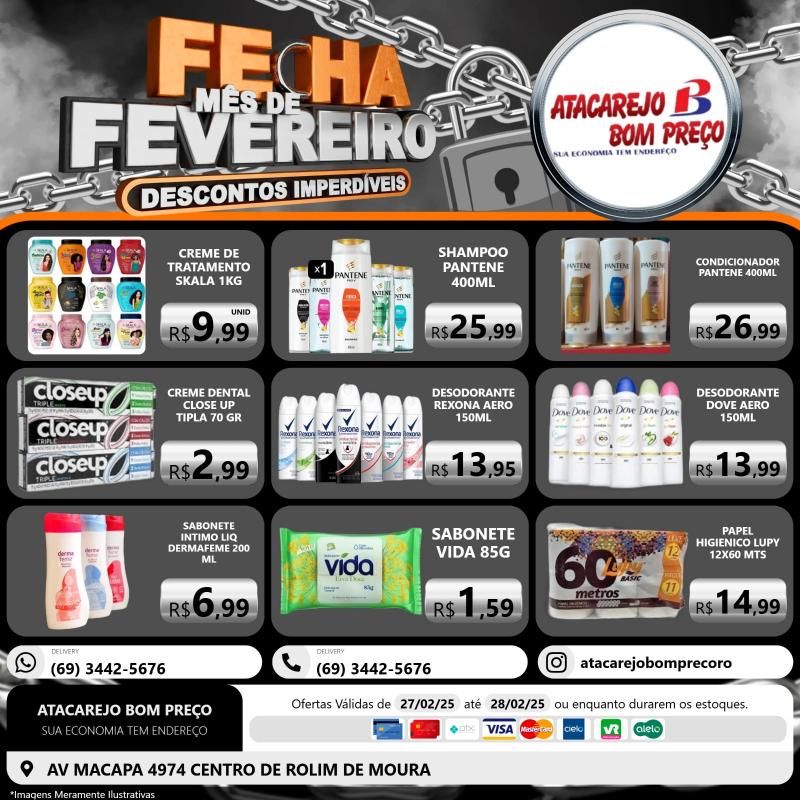 Aproveite os descontos imperdíveis no FECHA MÊS DE FEVEREIRO do ATACAREJO BOM PREÇO, em Rolim de Moura Aproveite os descontos imperdíveis no FECHA MÊS DE FEVEREIRO do ATACAREJO BOM PREÇO, em Rolim de Moura
