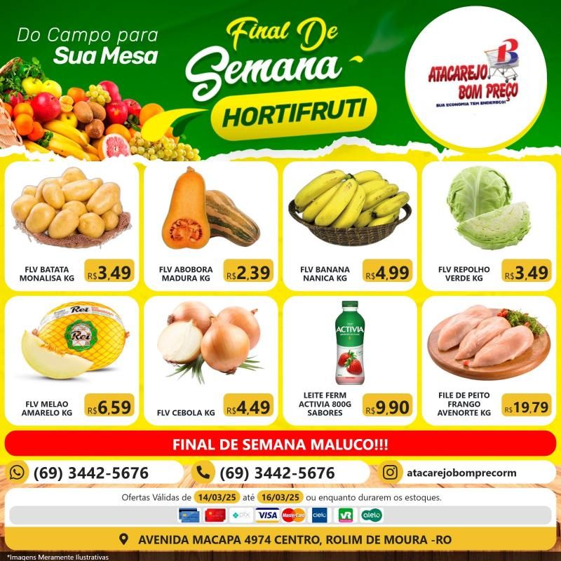 Derruba preços neste final de semana no ATACAREJO BOM PREÇO, em Rolim de Moura Derruba preços neste final de semana no ATACAREJO BOM PREÇO, em Rolim de Moura