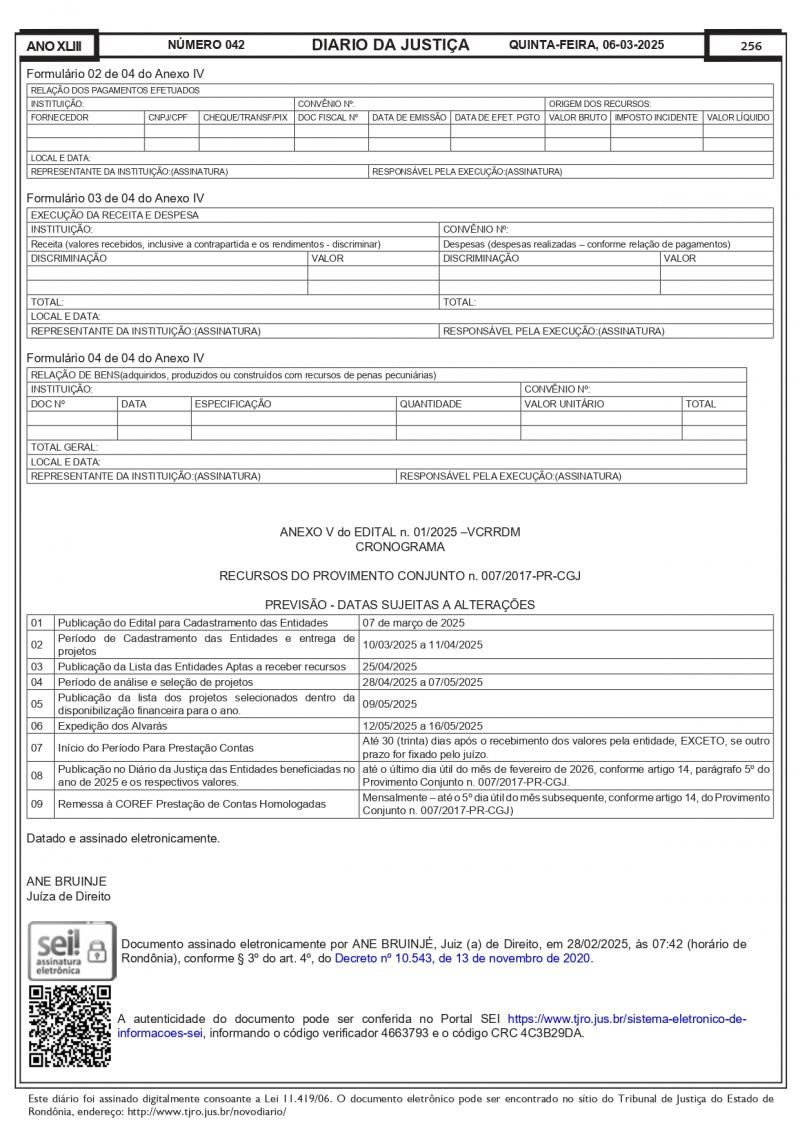 Edital da Vara Criminal de Rolim de Moura de CADASTRAMENTO DE ENTIDADES PÚBLICAS OU PRIVADAS COM DESTINAÇÃO SOCIAL Edital da Vara Criminal de Rolim de Moura de CADASTRAMENTO DE ENTIDADES PÚBLICAS OU PRIVADAS COM DESTINAÇÃO SOCIAL