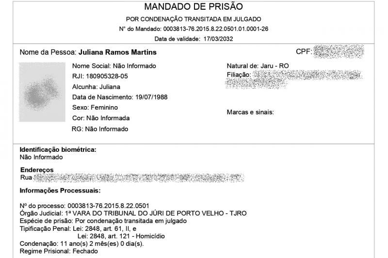 Mulher acusada de crime de homicídio e condenada a 11 anos de prisão foi presa pela Polícia Militar, em Rolim de Moura Mulher acusada de crime de homicídio e condenada a 11 anos de prisão foi presa pela Polícia Militar, em Rolim de Moura