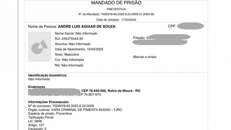 Acusado de roubo foi preso pela equipe da PTRAN da PM, em Rolim de Moura Acusado de roubo foi preso pela equipe da PTRAN da PM, em Rolim de Moura
