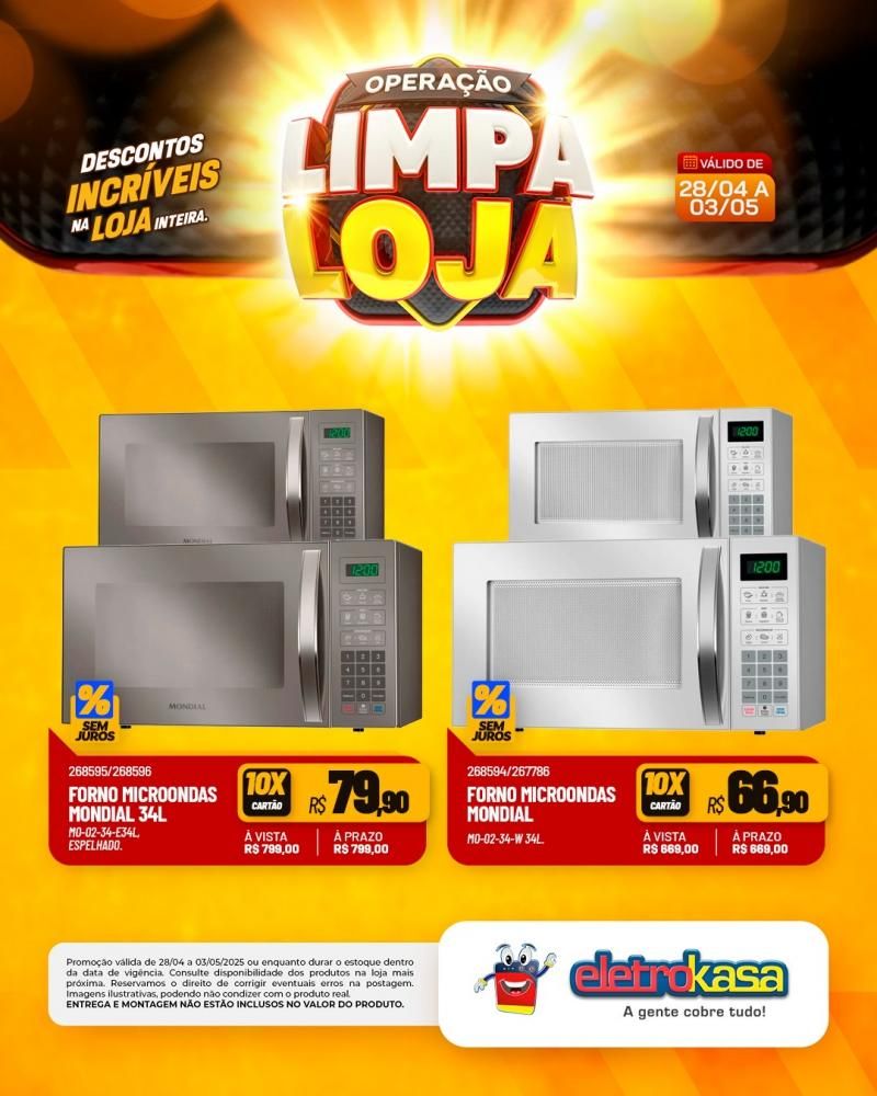 Descontos incríveis, durante a OPERAÇÃO LIMPA LOJA, na eletroKasa, em Rolim de Moura Descontos incríveis, durante a OPERAÇÃO LIMPA LOJA, na eletroKasa, em Rolim de Moura