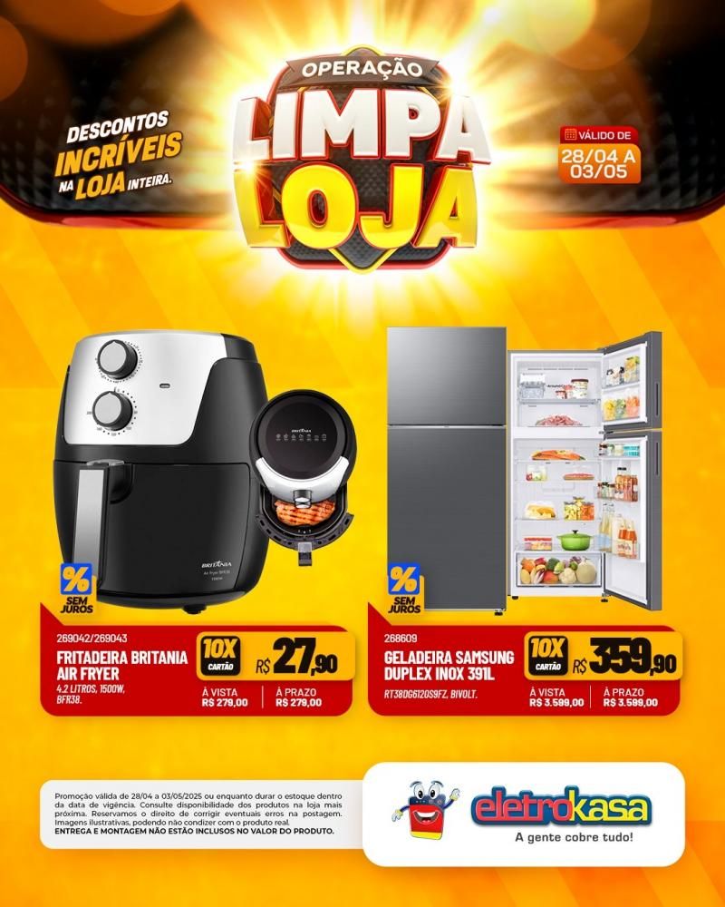 Descontos incríveis, durante a OPERAÇÃO LIMPA LOJA, na eletroKasa, em Rolim de Moura Descontos incríveis, durante a OPERAÇÃO LIMPA LOJA, na eletroKasa, em Rolim de Moura