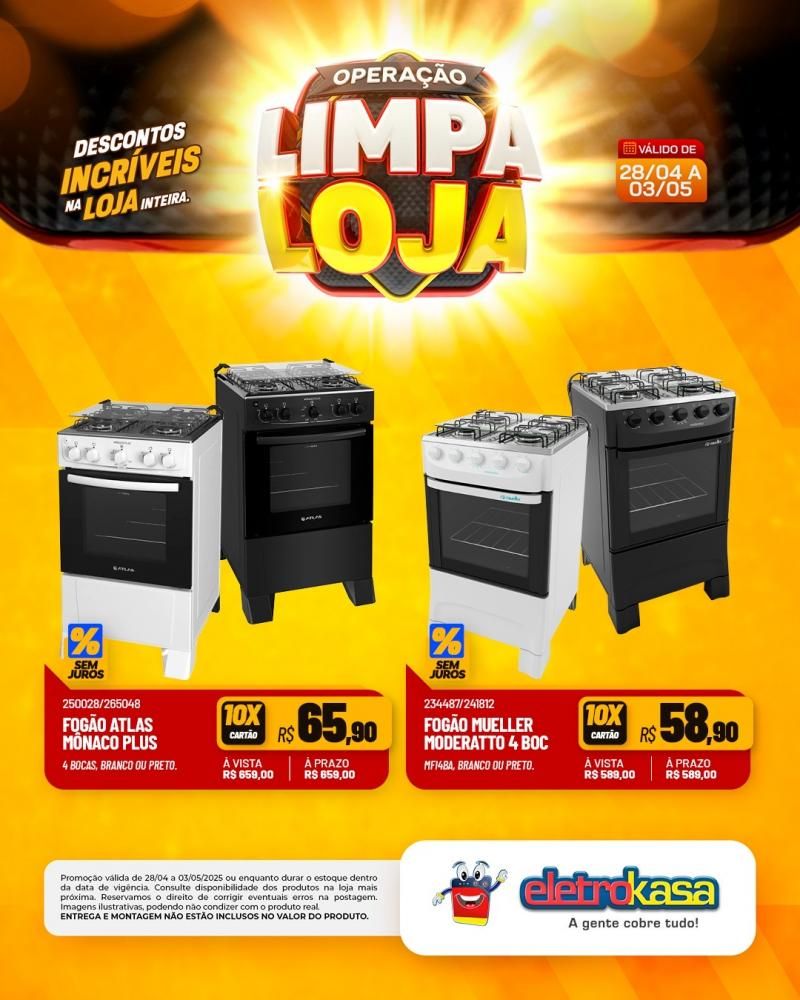 Descontos incríveis, durante a OPERAÇÃO LIMPA LOJA, na eletroKasa, em Rolim de Moura Descontos incríveis, durante a OPERAÇÃO LIMPA LOJA, na eletroKasa, em Rolim de Moura