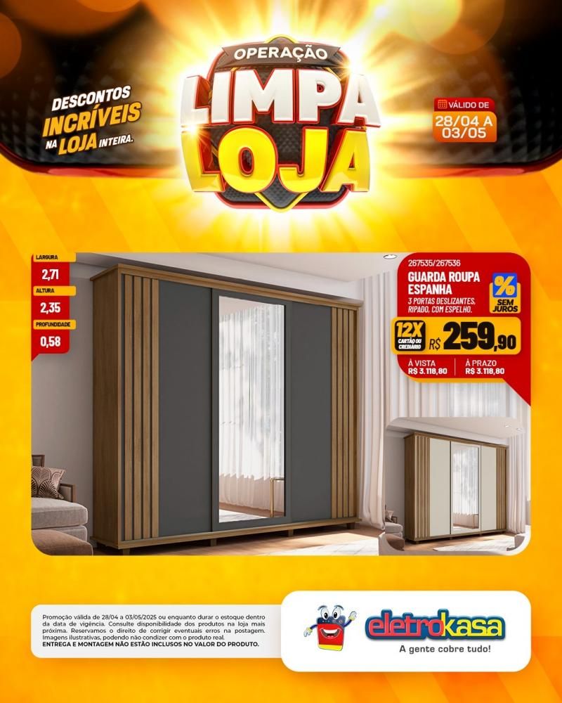 Descontos incríveis, durante a OPERAÇÃO LIMPA LOJA, na eletroKasa, em Rolim de Moura Descontos incríveis, durante a OPERAÇÃO LIMPA LOJA, na eletroKasa, em Rolim de Moura