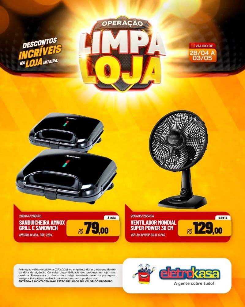 Descontos incríveis, durante a OPERAÇÃO LIMPA LOJA, na eletroKasa, em Rolim de Moura Descontos incríveis, durante a OPERAÇÃO LIMPA LOJA, na eletroKasa, em Rolim de Moura
