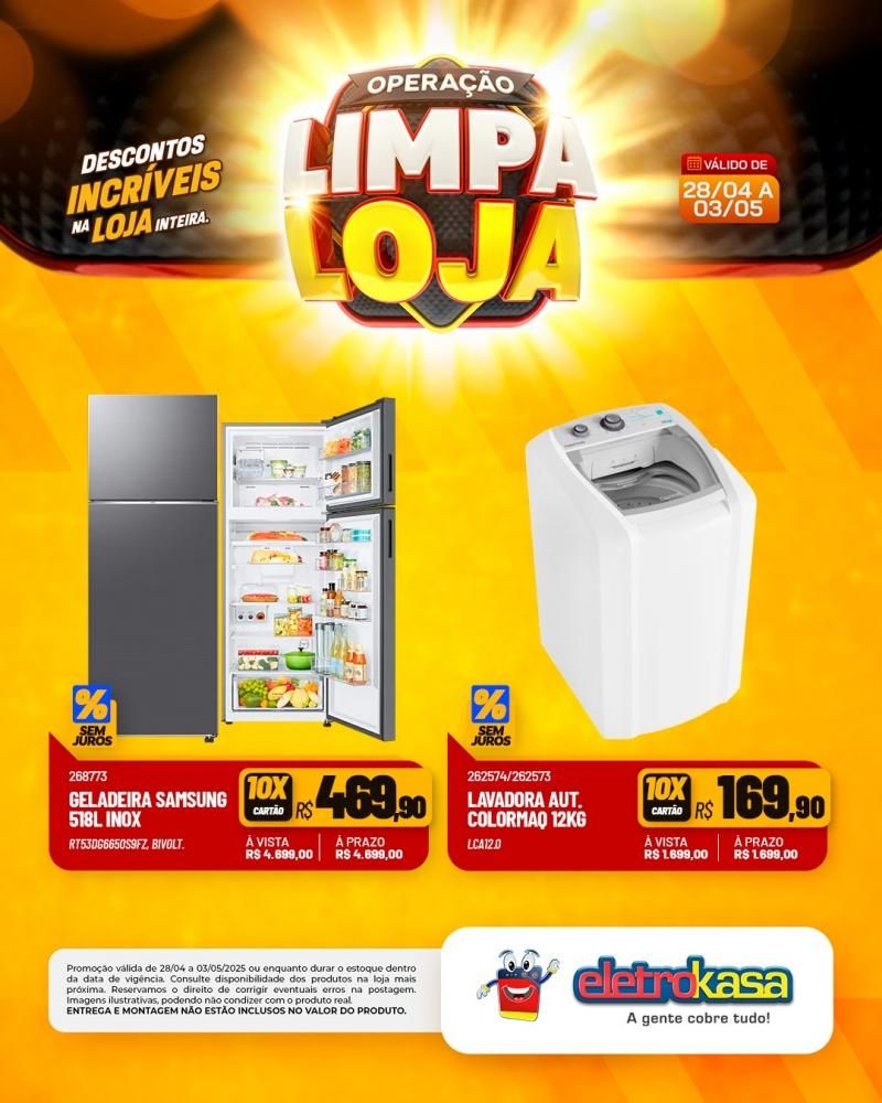 Descontos incríveis, durante a OPERAÇÃO LIMPA LOJA, na eletroKasa, em Rolim de Moura Descontos incríveis, durante a OPERAÇÃO LIMPA LOJA, na eletroKasa, em Rolim de Moura