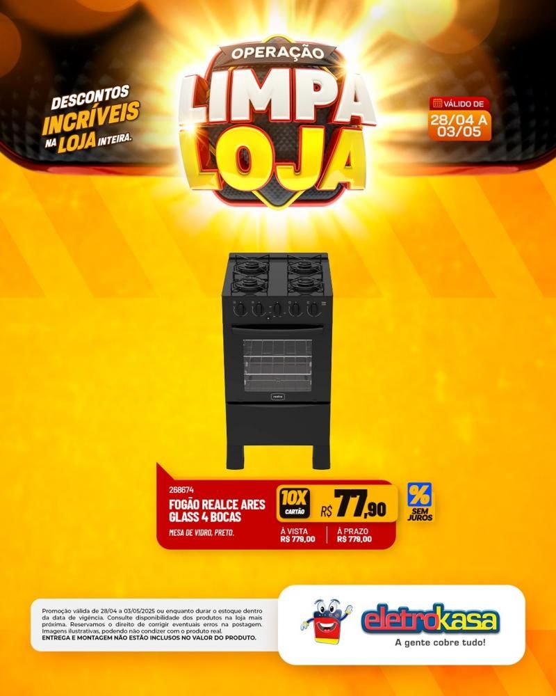 Descontos incríveis, durante a OPERAÇÃO LIMPA LOJA, na eletroKasa, em Rolim de Moura Descontos incríveis, durante a OPERAÇÃO LIMPA LOJA, na eletroKasa, em Rolim de Moura