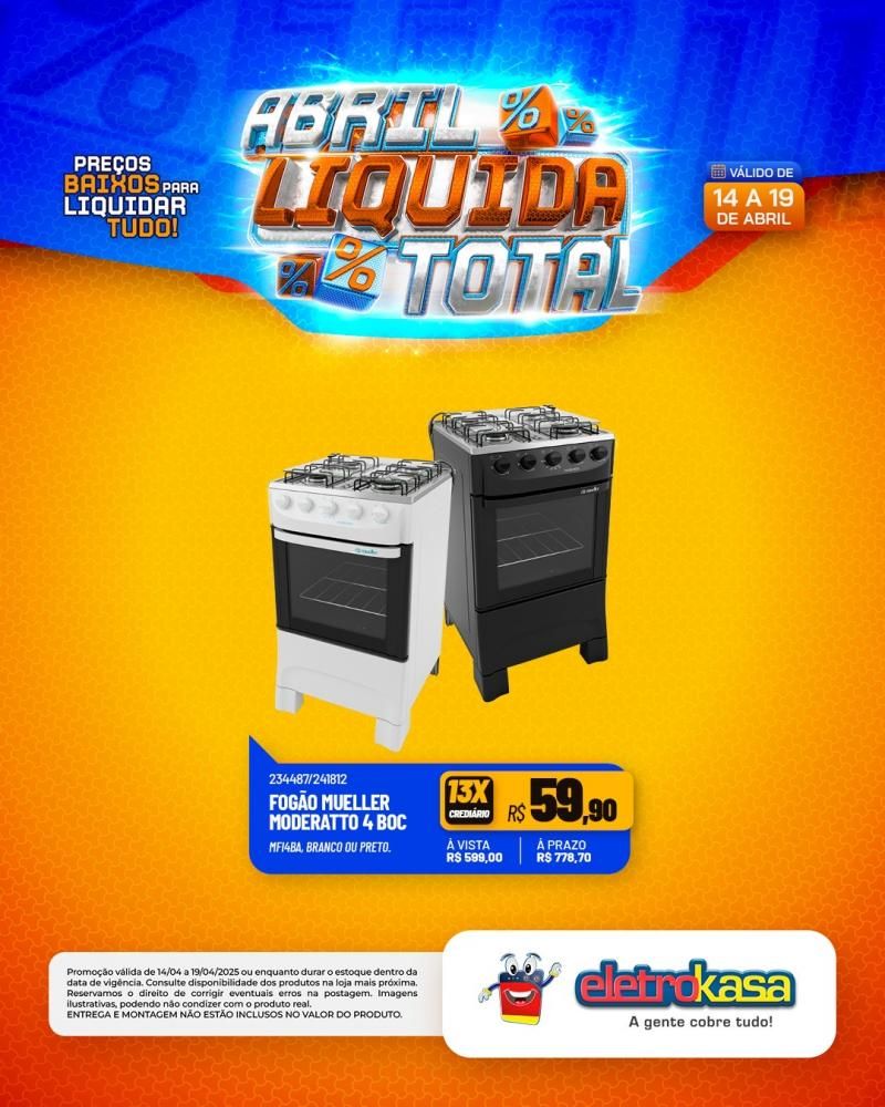 Ofertas especiais no ABRIL LÍQUIDA TOTAL, nas lojas eletroKasa, em Rolim de Moura Ofertas especiais no ABRIL LÍQUIDA TOTAL, nas lojas eletroKasa, em Rolim de Moura