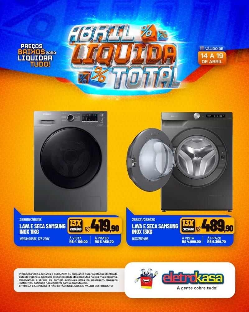 Ofertas especiais no ABRIL LÍQUIDA TOTAL, nas lojas eletroKasa, em Rolim de Moura Ofertas especiais no ABRIL LÍQUIDA TOTAL, nas lojas eletroKasa, em Rolim de Moura