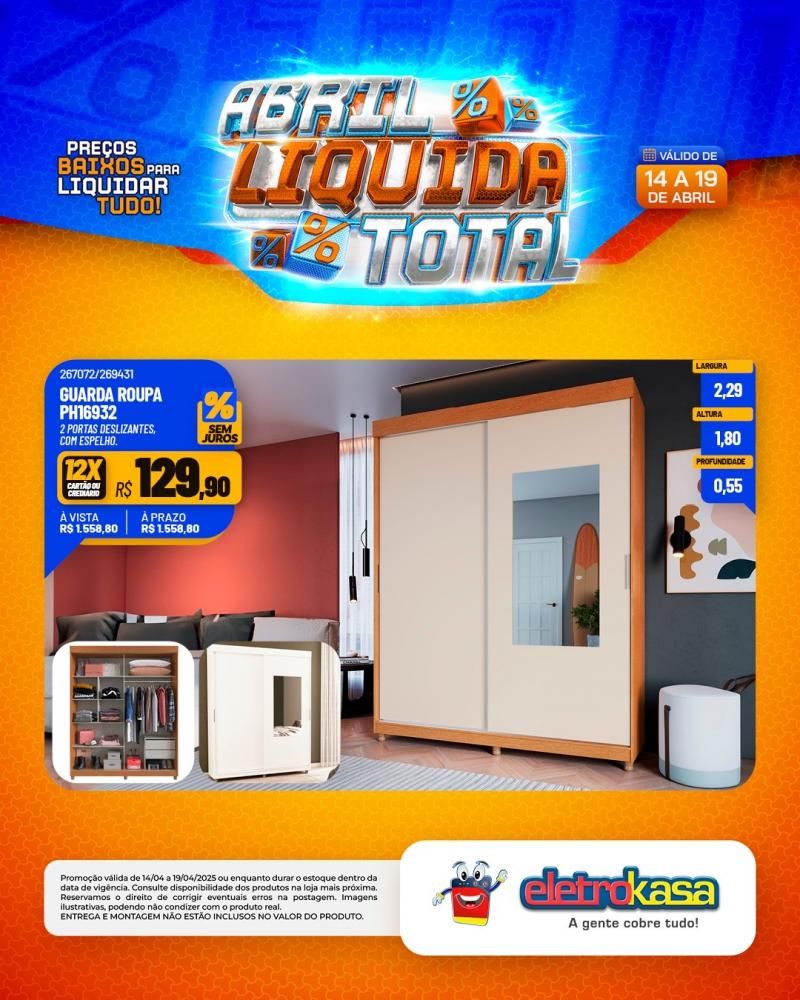 Ofertas especiais no ABRIL LÍQUIDA TOTAL, nas lojas eletroKasa, em Rolim de Moura Ofertas especiais no ABRIL LÍQUIDA TOTAL, nas lojas eletroKasa, em Rolim de Moura