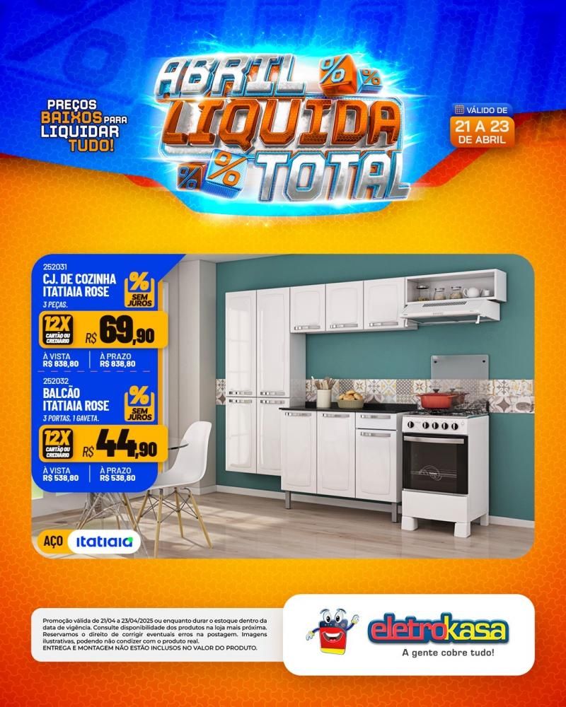 Ofertas especiais no ABRIL LÍQUIDA TOTAL, nas lojas eletroKasa, em Rolim de Moura Ofertas especiais no ABRIL LÍQUIDA TOTAL, nas lojas eletroKasa, em Rolim de Moura