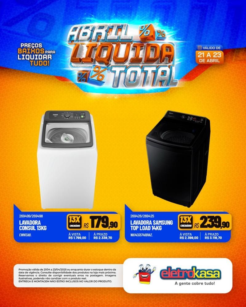 Ofertas especiais no ABRIL LÍQUIDA TOTAL, nas lojas eletroKasa, em Rolim de Moura Ofertas especiais no ABRIL LÍQUIDA TOTAL, nas lojas eletroKasa, em Rolim de Moura