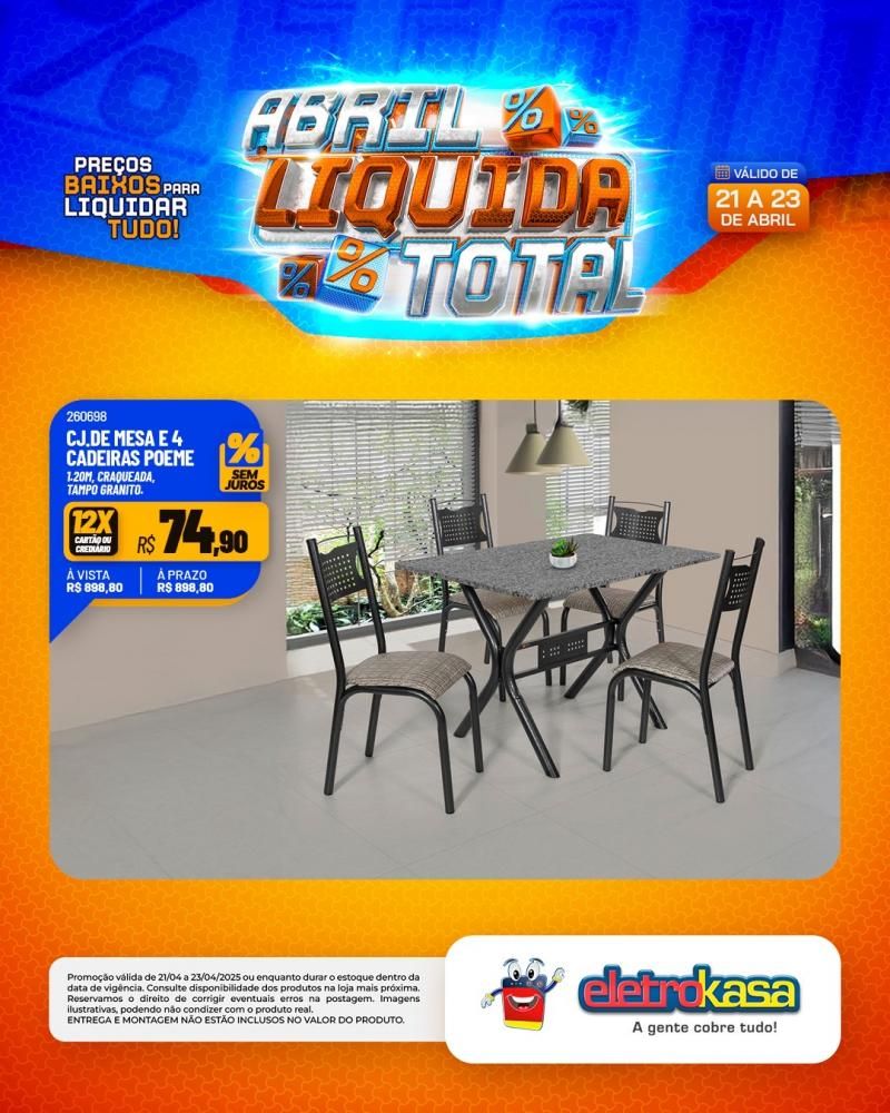 Ofertas especiais no ABRIL LÍQUIDA TOTAL, nas lojas eletroKasa, em Rolim de Moura Ofertas especiais no ABRIL LÍQUIDA TOTAL, nas lojas eletroKasa, em Rolim de Moura