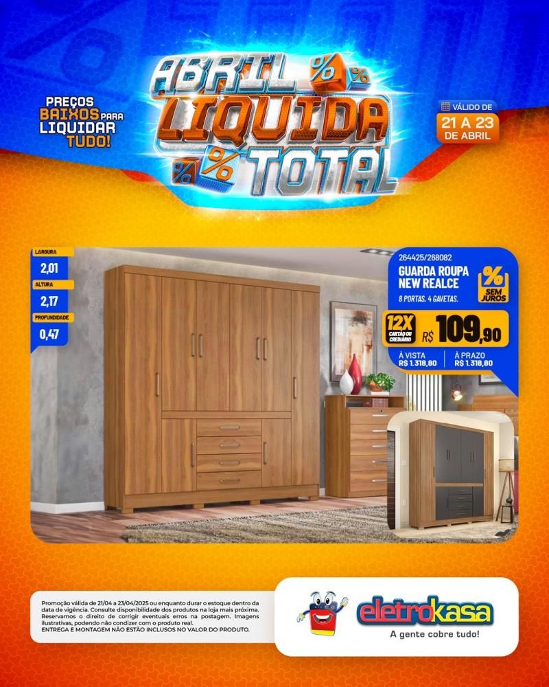 Ofertas especiais no ABRIL LÍQUIDA TOTAL, nas lojas eletroKasa, em Rolim de Moura Ofertas especiais no ABRIL LÍQUIDA TOTAL, nas lojas eletroKasa, em Rolim de Moura
