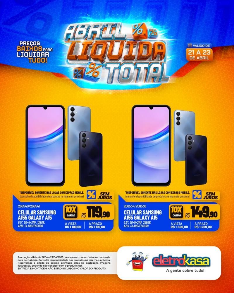 Ofertas especiais no ABRIL LÍQUIDA TOTAL, nas lojas eletroKasa, em Rolim de Moura Ofertas especiais no ABRIL LÍQUIDA TOTAL, nas lojas eletroKasa, em Rolim de Moura