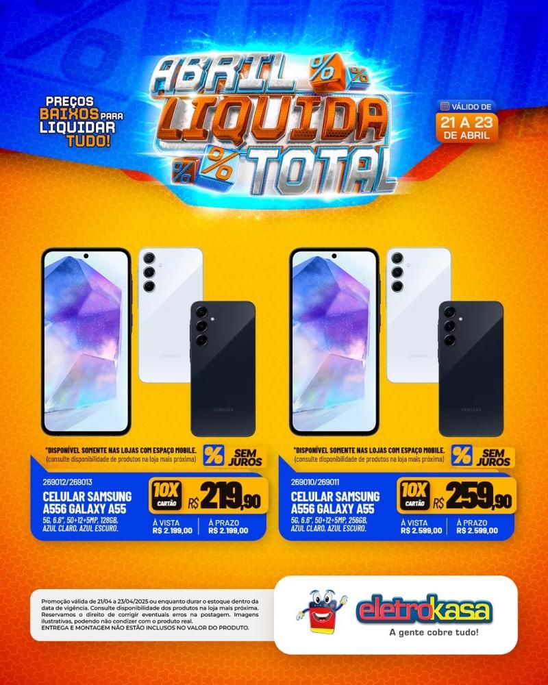 Ofertas especiais no ABRIL LÍQUIDA TOTAL, nas lojas eletroKasa, em Rolim de Moura Ofertas especiais no ABRIL LÍQUIDA TOTAL, nas lojas eletroKasa, em Rolim de Moura